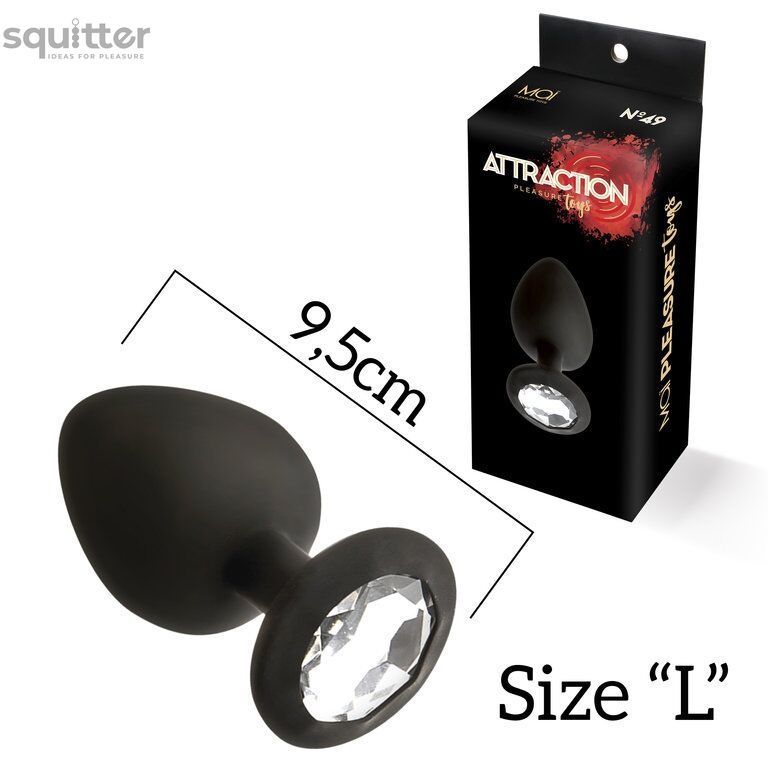 Анальная пробка с кристаллом MAI Attraction Toys №49 Black, длина 9,5см, диаметр 4см SO4632 - онлайн-сексшоп Сквитер