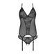 Корсет с пажами, трусики с ажурным декором и открытым шагом Ursula Corset black S/M &mdash; PassionSO5836,4 - интернет-магазин интимных товаров Squitter