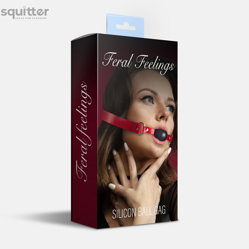 Кляп силіконовий Feral Feelings Silicon Ball Gag Red/Black, червоний ремінець, чорна кулька SO8268 фото