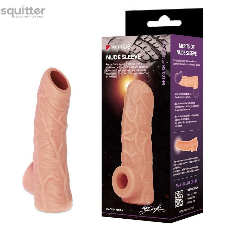 Насадка на член Kokos Nude Sleeve NS 001 S SX4624 - онлайн-сексшоп Сквітер