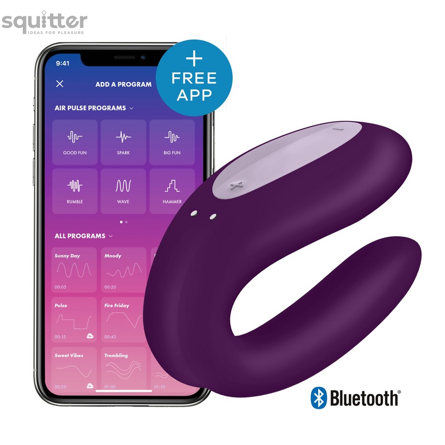 Смартвібратор для пар Satisfyer Double Joy Violet із широким кліторальним стимулятором SO3899 фото