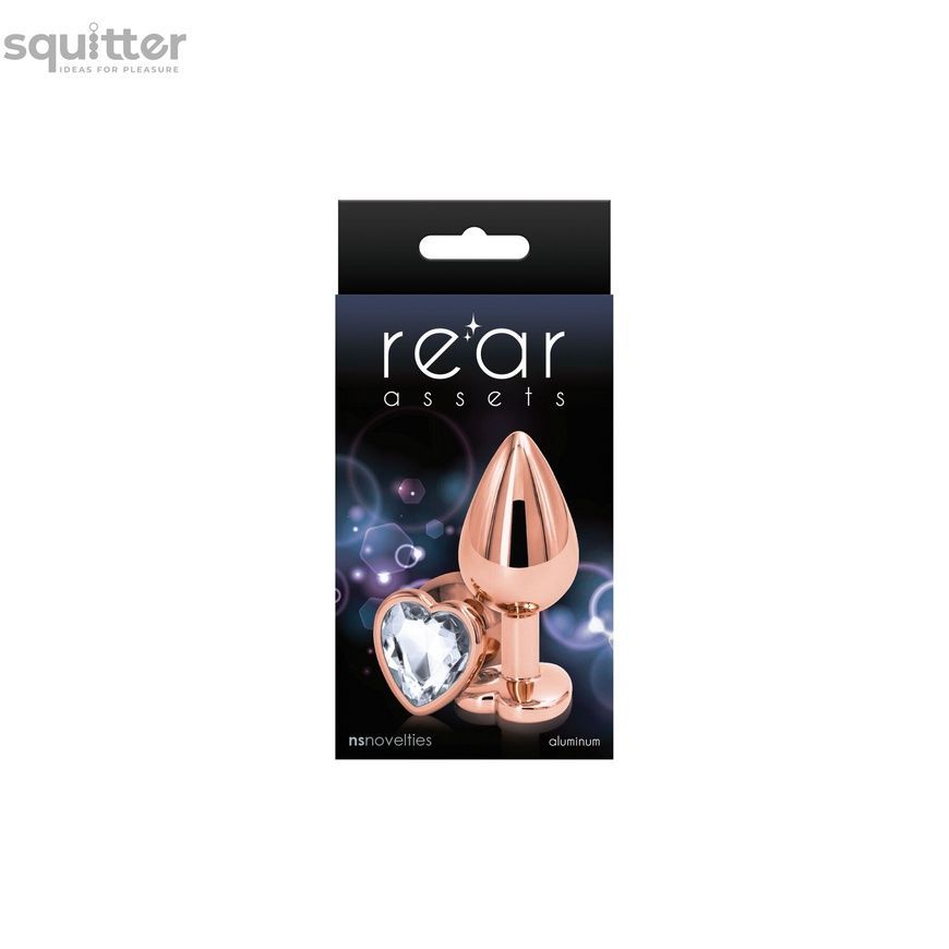 Анальна пробка NS Novelties Rear Assets - Rose Gold Heart - Medium - Clear SX4369 - онлайн-сексшоп Сквітер