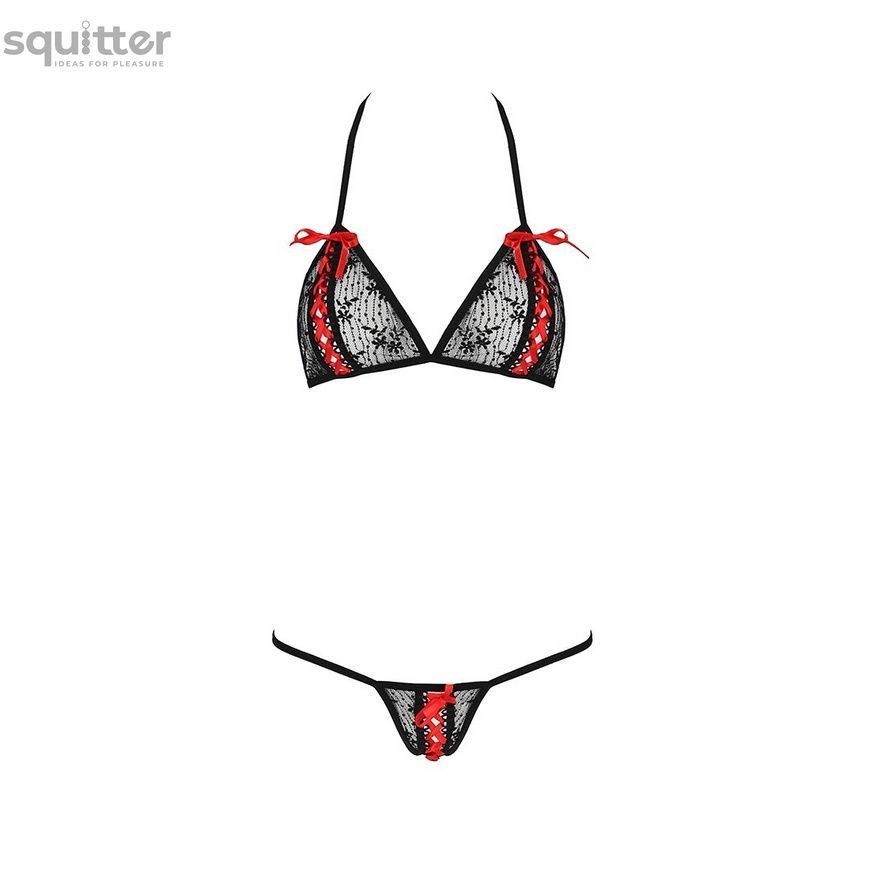 Комплект белья MELISSA BIKINI black XXL/XXXL - Passion: лиф со шнуровкой и трусики стринги EL15903 - онлайн-сексшоп Сквитер