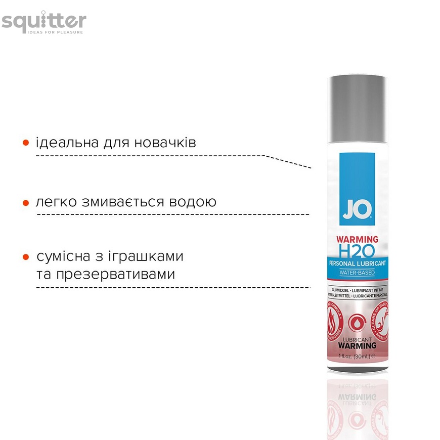 Зігрівальна змазка на водній основі System JO H2O WARMING (30 мл) з екстрактом перцевої м’яти SO1449 фото