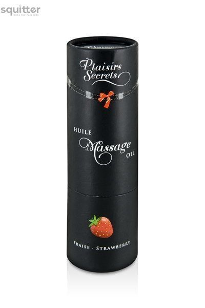Масажна олія Plaisirs Secrets Strawberry (59 мл) з афродизіаками, їстівна, подарункове паковання SO1842 - онлайн-сексшоп Сквітер