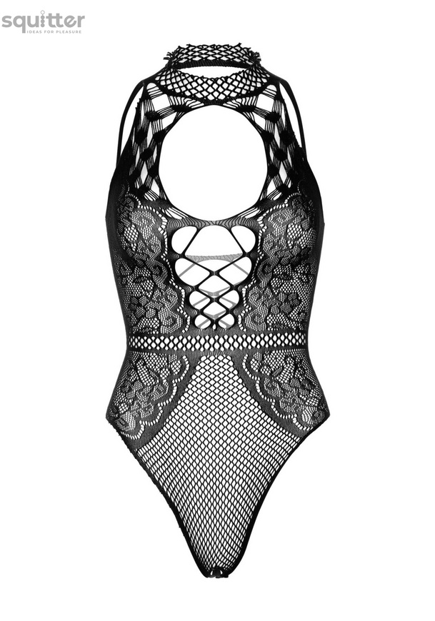 Leg Avenue Net and lace halter bodysuit OS Black SO7898 фото