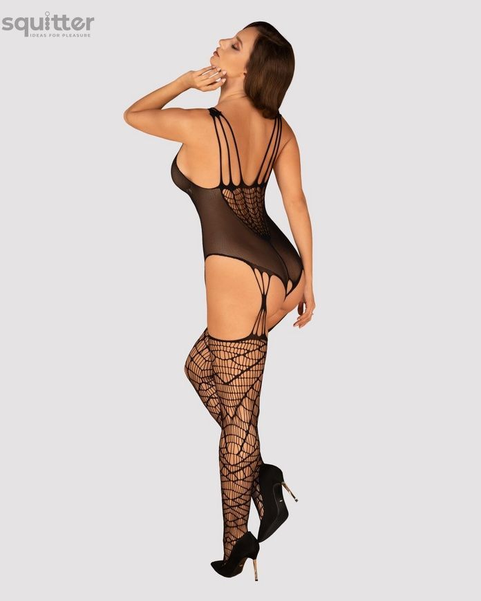Ажурный бодистокинг под паутину Obsessive Bodystocking G325 black S/M/L, черный, комбинезон, имитаци SO7247 - онлайн-сексшоп Сквитер