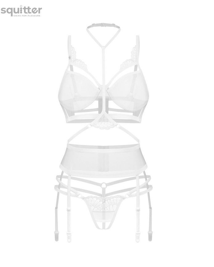 Комплект Obsessive Premisis White 3-pcs crotchless set L/XL SX3119 - онлайн-сексшоп Сквітер