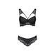 Комплект из эко-кожи с кружевом Loona Set black L/XL - Passion, бра и трусикиSO5361,5 - интернет-магазин интимных товаров Squitter