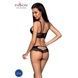 Комплект из эко-кожи с кружевом Loona Set black L/XL - Passion, бра и трусикиSO5361,2 - интернет-магазин интимных товаров Squitter