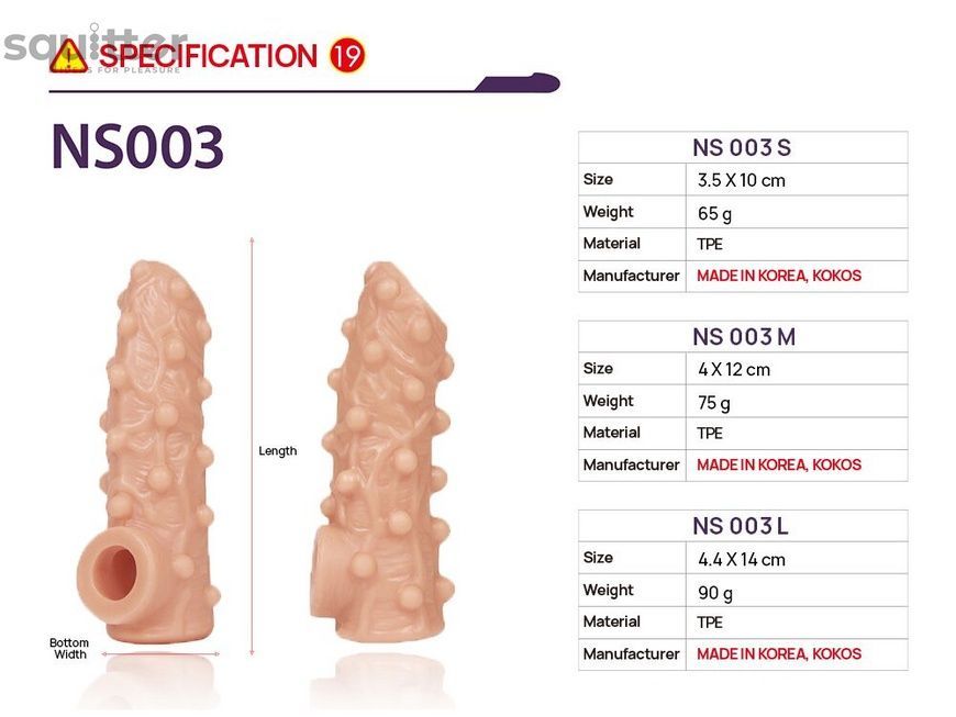 Насадка на член Kokos Nude Sleeve NS 003 M SX1475 - онлайн-сексшоп Сквітер