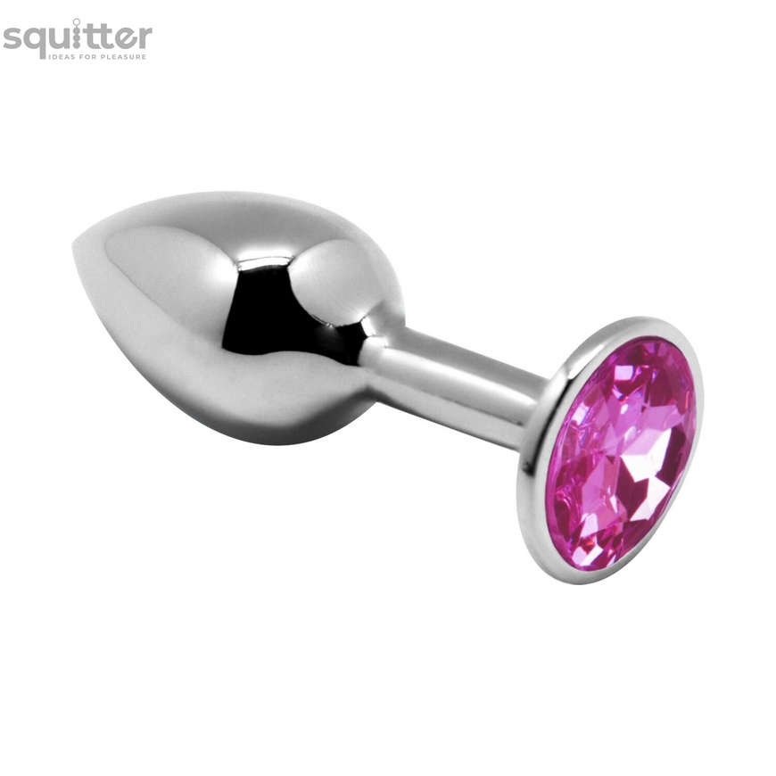 Металева анальна пробка з кристалом Alive Mini Metal Butt Plug Pink L SO6008 фото