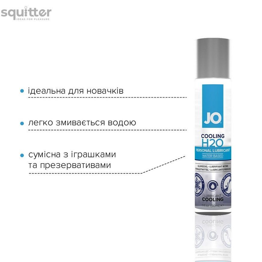 Охолоджувальна змазка на водній основі JO H2O COOLING (30 мл) з ментолом, рослинний гліцерин SO1450 - онлайн-сексшоп Сквітер