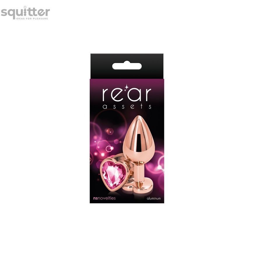 Анальна пробка NS Novelties Rear Assets - Rose Gold Heart - Medium - Pink SX4370 - онлайн-сексшоп Сквітер
