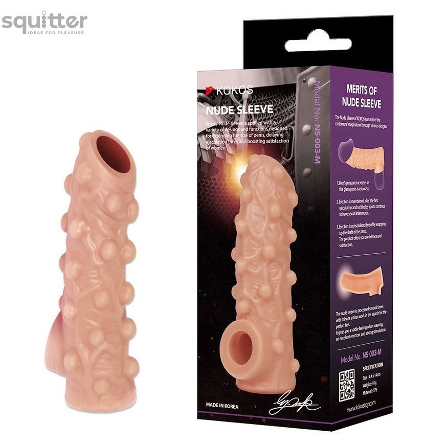 Насадка на член Kokos Nude Sleeve NS 003 M SX1475 - онлайн-сексшоп Сквітер