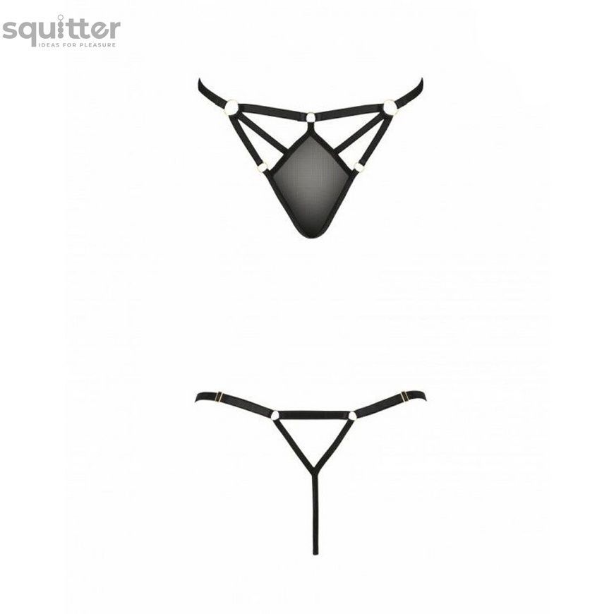 Стринги из стреп MEGGY THONG black L/XL - Passion Exclusive PS27710 - онлайн-сексшоп Сквитер