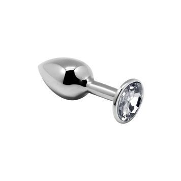 Металева анальна пробка з кристалом Alive Mini Metal Butt Plug White S SO6009 - онлайн-сексшоп Сквітер