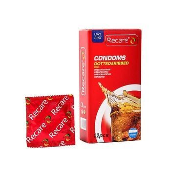 Презервативи Recare Cola Dotted&Ribbed Condoms 12 шт, з пухирцями та ребрами, аромат: Кола SX3324 - онлайн-сексшоп Сквітер