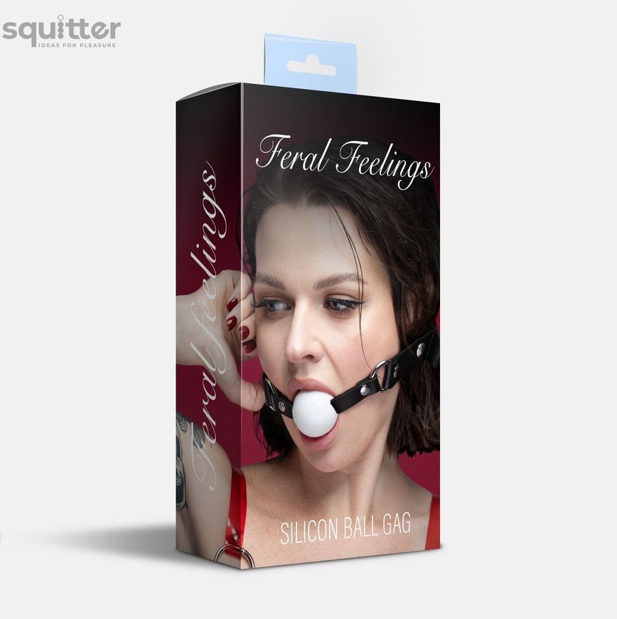 Кляп силіконовий Feral Feelings Silicon Ball Gag Black/White, чорний ремінець, біла кулька SX3979 - онлайн-сексшоп Сквітер