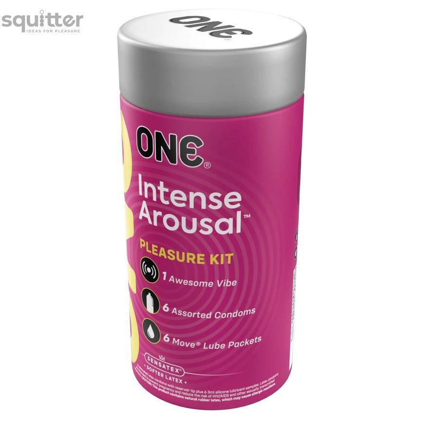 Подарунковий набір ONE Intense Arousal, у комплекті 6 презервативів, 6 саше з лубрикантом, віброкільце SX0798 - онлайн-сексшоп Сквітер