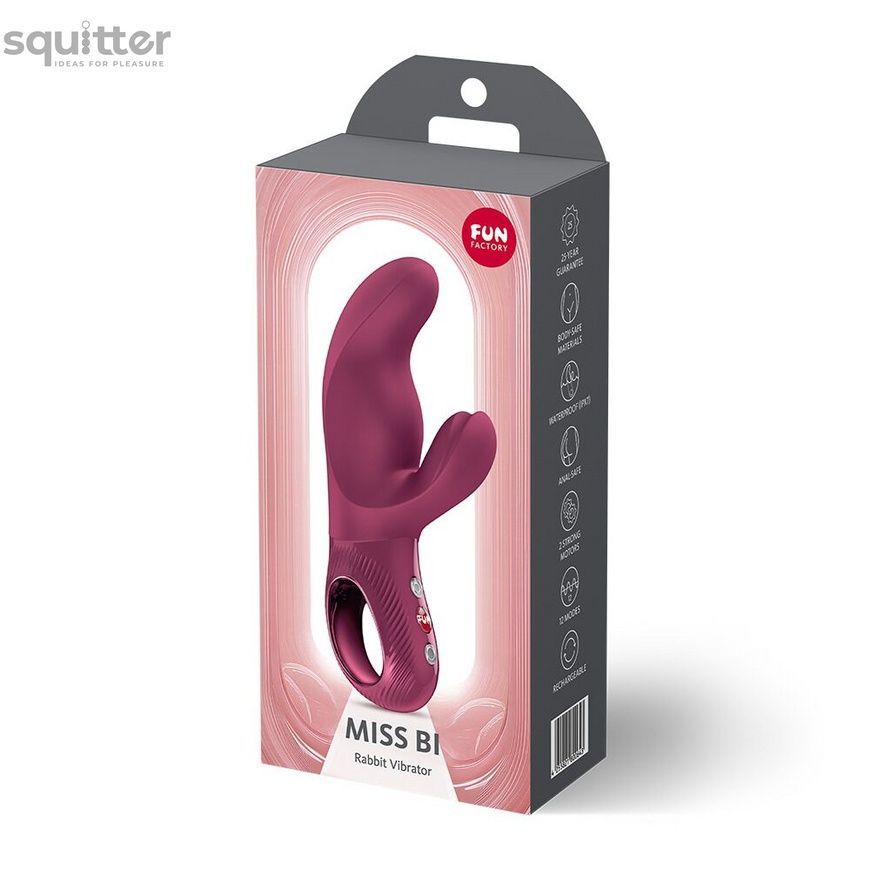 Вібратор-кролик Fun Factory MISS BI Wine Red, 2 незалежні мотори, діаметр 4,2 см SX4244 - онлайн-сексшоп Сквітер