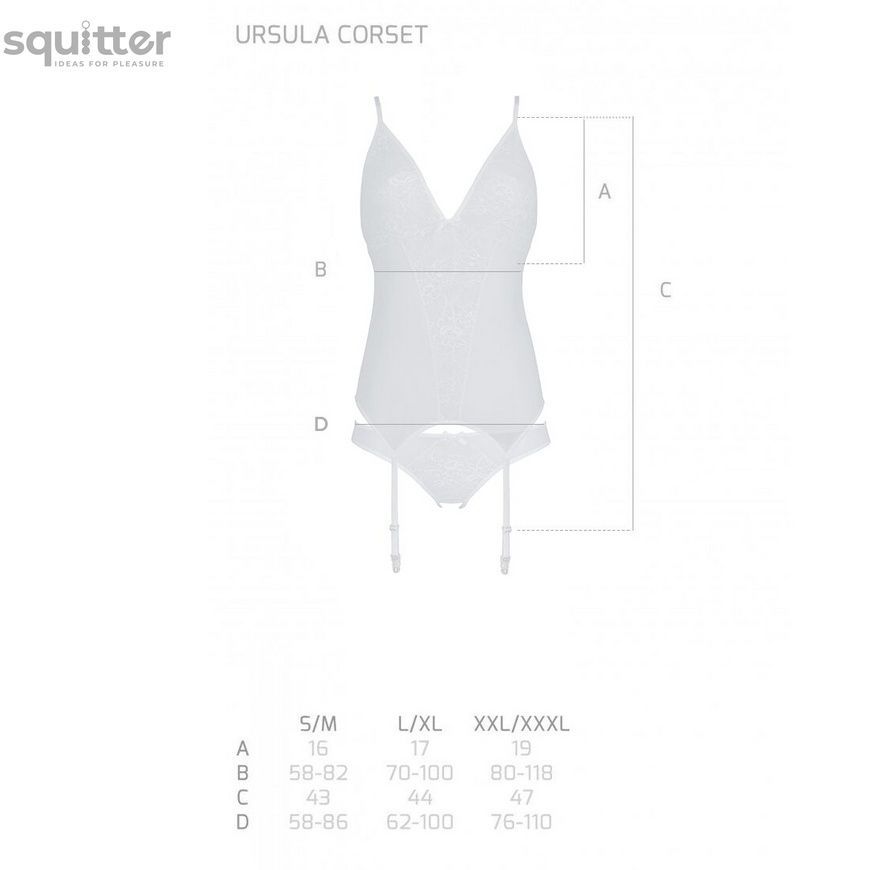 Корсет с пажами, трусики с ажурным декором и открытым шагом Ursula Corset white L/XL &mdash; Passion SO5838 - онлайн-сексшоп Сквитер